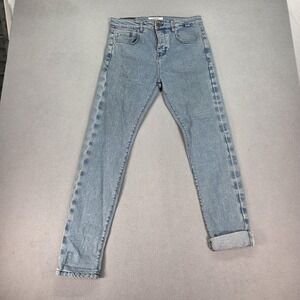 Selvedge Jeans Mens Light Wash Blue Skinny Tapered Denim Button Fly Fits 30x30